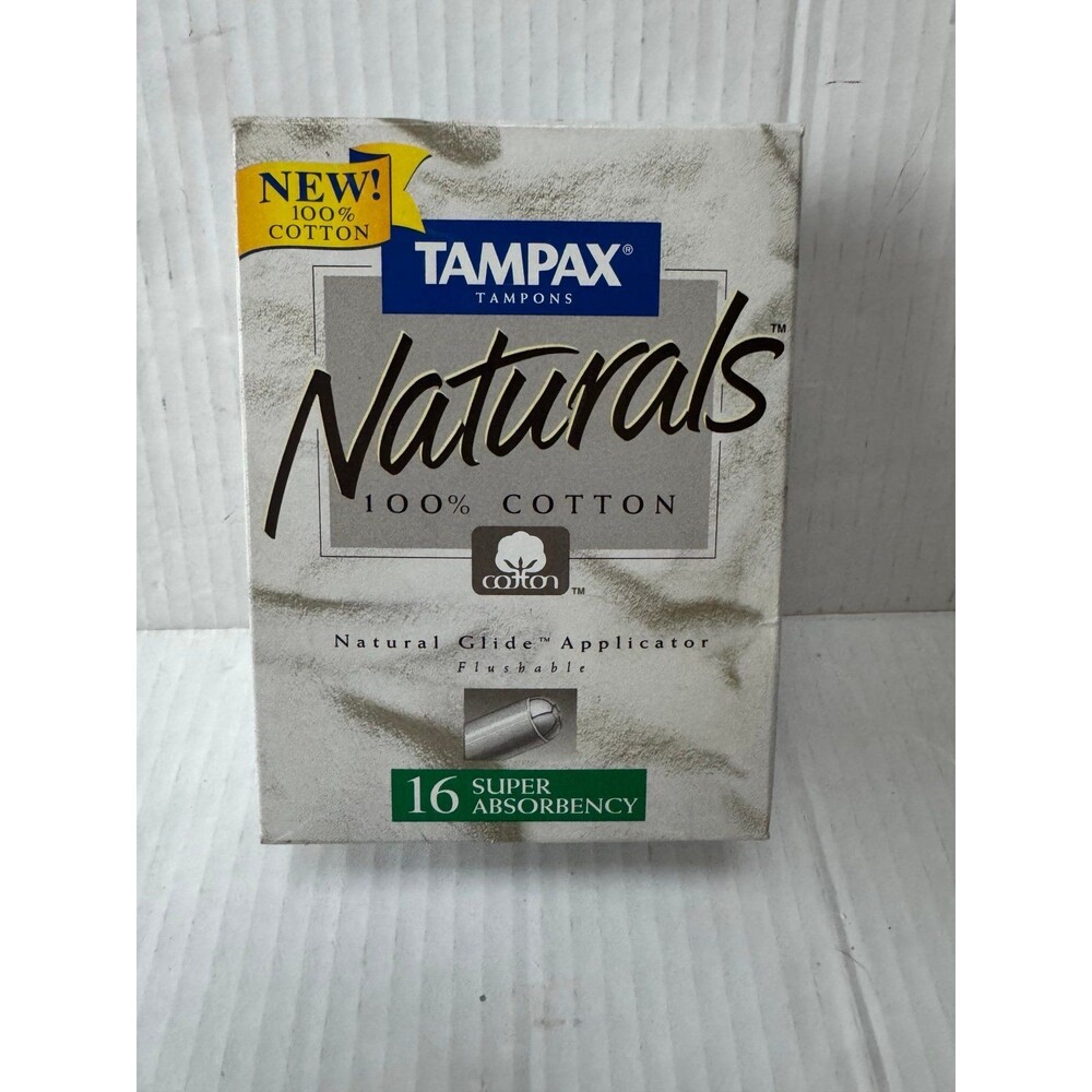 (1) Vtg 1996 Tampax Naturals SUPER ABSORBENCY 100% Cotton 16ct Sealed